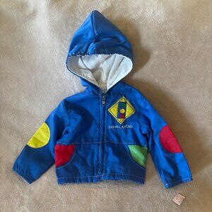 TiNY TOTS Boy's Hooded Fleece-lined "Signal Ahead" Jacket Size 2T in color Blue